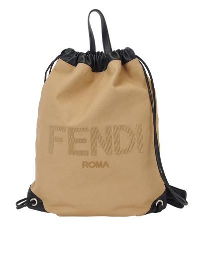 Flocked Logo Drawstring Backpack, front view